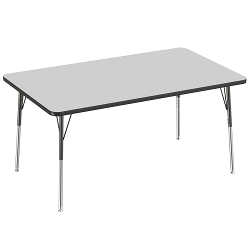 FDP 36" x 60" Rectangle Table with Swivel Glide Legs - Gray/Black