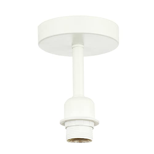 Happy Homewares Traditional Matt White Ceiling Light Fitting for Industrial Style Light Bulbs | 12cm x 17cm | Suitable for Lamp Shades with E27 Lamp Holder
