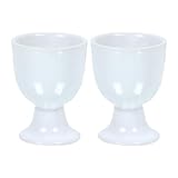 Qimacplus Elevate Your Breakfast Experience Soft Boiled Egg Holder Set Stylish Ceramic Egg Cups Perfect Housewarming Gift Set of 2 (White)