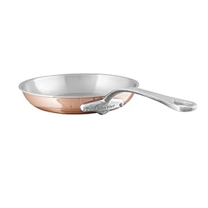 Mauviel M’6S 6-Ply Polished Copper & Stainless Steel Frying Pan With Cast Stainless Steel Handle, 10.24-in, Made In France