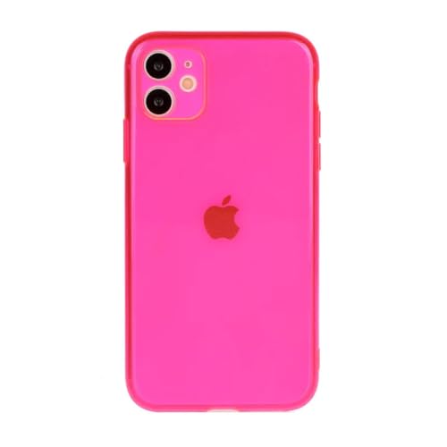 LIFEKA Funda Fluorescente de neón a Prueba de Golpes para iPhone 15 14 13 12 11 Pro MAX XR X XS MAX 6 7 8 Plus SE 2 Funda Transparente de TPU Suave de Color Caramelo, Rosa, para iPhone 13