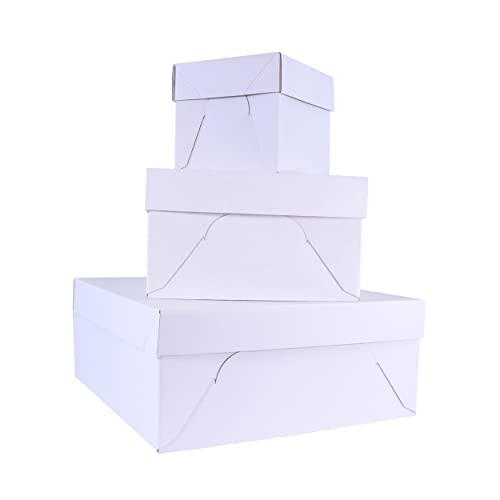 PME Baking Essentials - Square Cake Box 22 cm / 9-inch, Set of 3, White, 9 x 9 inches - Image 2