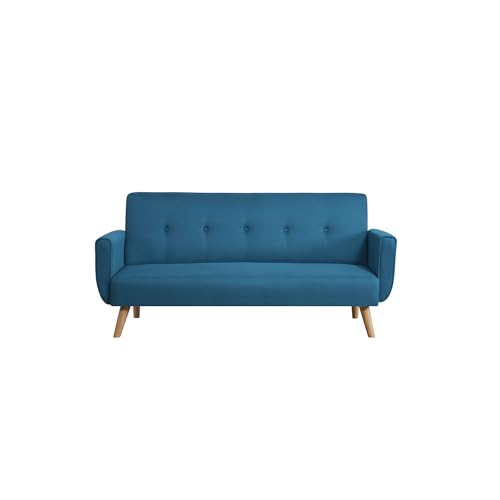 CONCEPT USINE | Canapé Scandinave Convertible 3 Places Velours | Malmo Bleu Canard | Canapé Lit Moderne avec Accoudoirs | Largeur 183 cm | Tissu 100%...
