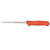Winco 6' Commercial-Grade German Steel Boning Knife, Narrow, Red