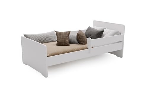 KOBI Lit d'enfant Max 70x140 Rail, Cadre, Blanc, Classique, pour Chambre d'enfant, Fille, garçon, Set Complet pour Chambre d'enfant