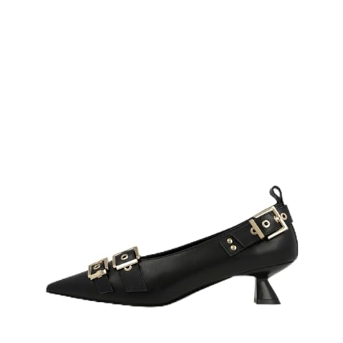 Lodi Zapatos de Salón de Mujer para Ocasiones Especiales. Diseño Sencillo y Elegante. Adornos de Correa y Hebilla. Tacón Geométrico de 4.5 cm. Punta Fina. Color Negro Lodi Zapatos de Salón de Mujer para Ocasiones Especiales. Diseño Sencillo y Elegante. Adornos de Correa y Hebilla. Tacón Geométrico de 4.5 cm. Punta Fina. Color Negro