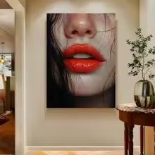 Lienzo moderno de labios rojos y rostro femenino: arte elegante en formato de 30x45 cm 3