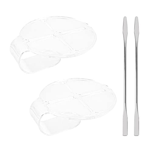 AUEAR, 2 Stück Hand-Make-up-Palette Handheld Palette Klar Make-up Kosmetik Palette Nail Art Maniküre Palette mit 2 Stück Spatel zum Mischen Foundation Cover