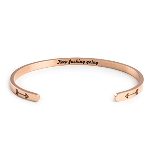 tideflow Armband offener Armreif Geschenk für Damen Frauen Mädchen Freundin Braut. Edelstahl. Motivationsspruch, Inspiration auf die Innenseite Graviert