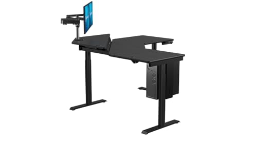 Image of VERSADESK 60 inch x 60 inch Electric L-Shaped Corner Standing Desk, Commercial Grade Height Adjustable Sit Stand Workstation, Ergonomic Computer Desk for Home Office, Black Frame, Black Surface