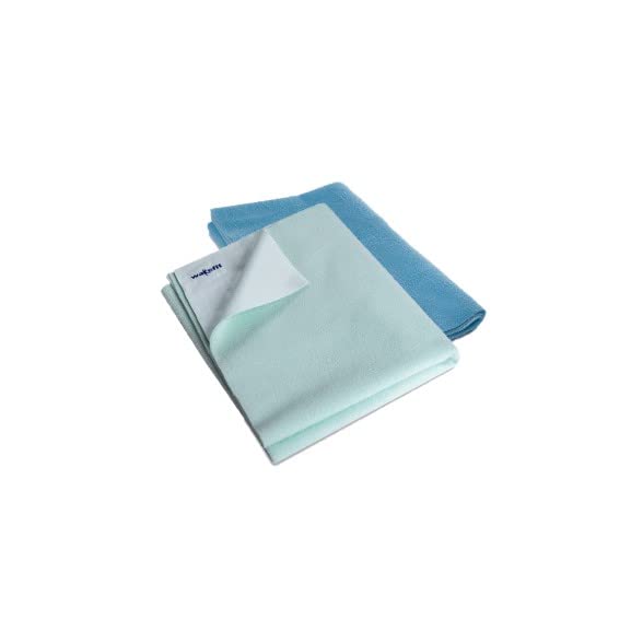 Wakefit Dry Sheet for New Born Baby | Waterproof Sheet for Toddler | Anti-Piling Fleece Extra Absorbent Quick Dry Sheet | Infant Bed Protector | Medium (100x70 Cms) | Aqua Blue & Sea Green - Set of 2