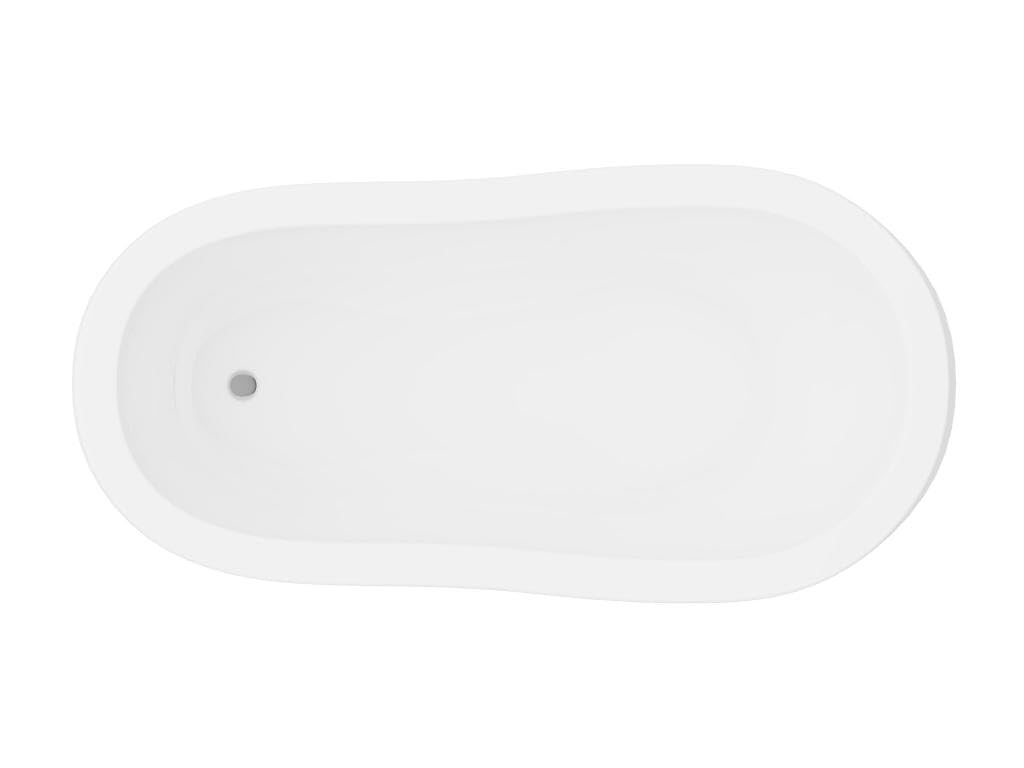 Vente-unique-Vasca da bagno freestanding con piedi argento zampa di leone 200l 145x74x77cm Bianco Rétro - NISOS II