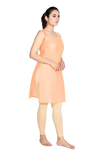 Image of Women's Cotton Long Camisole for Kurti /Suit Slip /Long Inner /Samij for Women Sameej /Knee Length Inner Wear /Sameez /Kurti Slip /Round Neck /Invisible