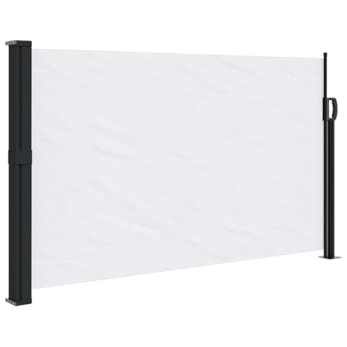 vidaXL Seitenmarkise, Sichtschutz Ausziehbar, Windschutz Sonnenschutz für Garten Balkon Terrasse, Seitenrollo Seitenwandmarkise, Weiß 117x300cm