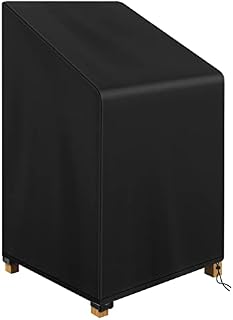 bonna Garden Stacking Chair Covers Waterproof for Outdoor Patio Chair Cover, Windproof,Heavy-duty 500D Oxford Cloth Material Stacking Chairs Cover 65 x 75 x 85 / 120cm (Black)