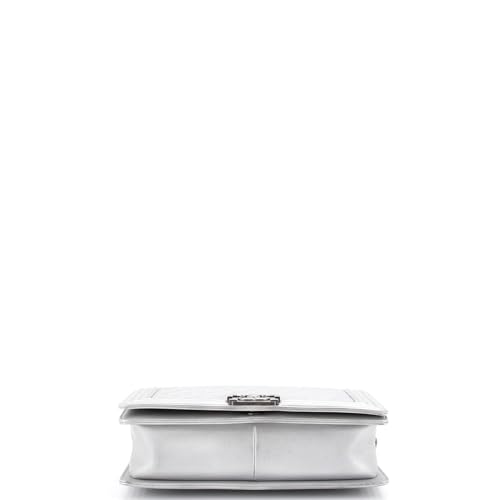 Pre-Loved Boy Flap Bag Quilted Metallic Calfskin New Medium, Silver4