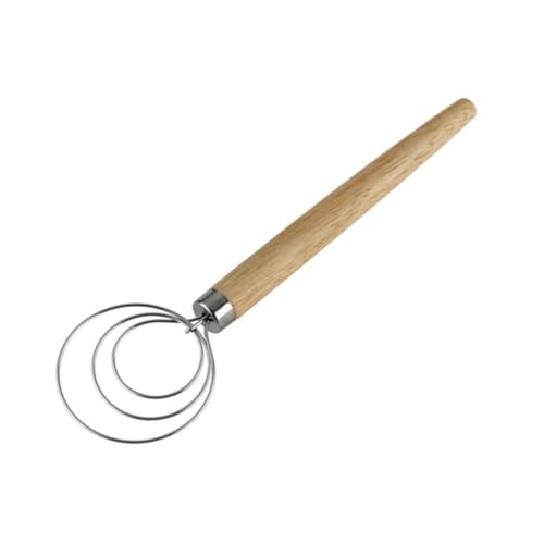HOMOCONO Batidor de Masa 2 Piezas Mango de Madera y Bobina de Acero Inoxidable Fácil de Almacenar para Repostería y Cocina