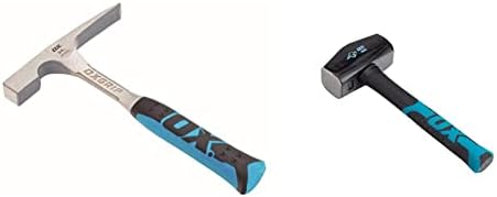 OX OX-P082424 Pro Brick Hammer 24 oz - Geological Hammer with Comfortable Grip Handle - Chipping Hammer - Fossil Tool & OX Trade Brick Bolster with Guard - 4" / 100mm