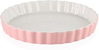 Lovecasa Crinkle Rim Pie Dish, Red, Ceramic Classic Pie Crust Dish is Ideal for Cooking, Baking and Serving Meat, savoury, Fruit pies, Crumbles and tarts.