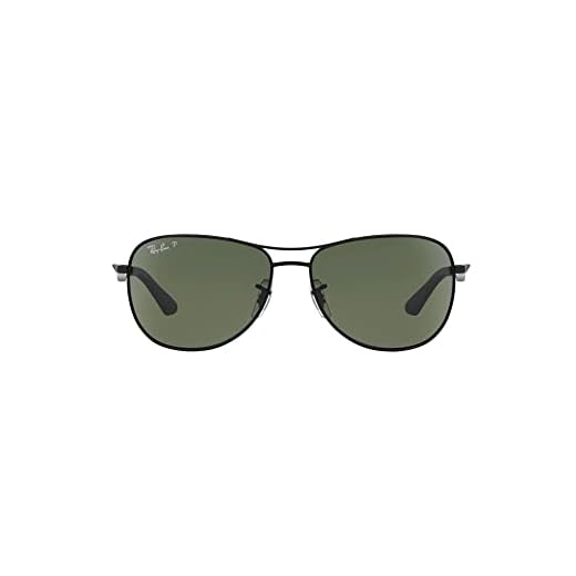 Óculos de sol aviador RB3519 da Ray-Ban, Matte Black/Polarized Green, 59 mm