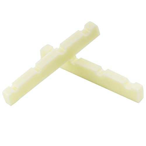 Musiclily Pro Urea Resin Plastic 40mm Slotted Jazz Bass Nuts Flat Bottom for 4-string J Bass, Ivory(Set of 2) - Image 4