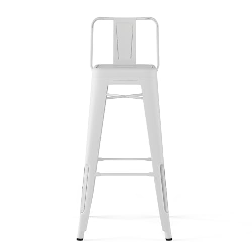 Butaco industrial de metal SIMPLIHOME Sheldon, altura de asiento 34", color blanco desgastado, para bar o cocina (juego de 2) miniatura 4