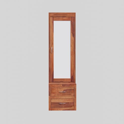 Image of Sheesham Wood Dressing with Drawer and Shelve Storage Wooden Long Dresser Table for Bedroom Living Room (Teak Finish)