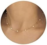 Gold Pearl Necklace for Women, 14K Gold Plated Pearl Necklaces for Women Trendy Simple Pearl Chain Beaded Necklace Dainty Pearl Choker Necklace for Women Girls Gold Jewelry Gifts