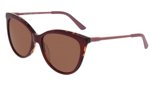 COLE HAAN Women's CH7088 Polarized Cat Eye Sunglasses, Burgundy, 56/16/1402