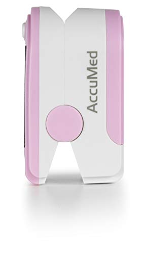 AccuMed® CMS-50DL Fingertip Pulse Oximeter Finger Pulse Blood Oxygen SpO2 Monitor w/Carrying case, Landyard Silicon Case & Battery (Pink)