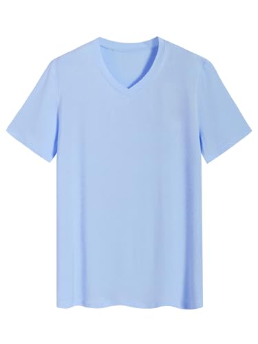 Image of Latuza Men's Viscose Sleep Shirt Soft V-Neck Pajama Tops 3 Pack