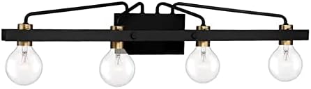 DESIGNERS FOUNTAIN Ravella 4-Light Bathroom Vanity Light Fixture, Black, 94204-BK