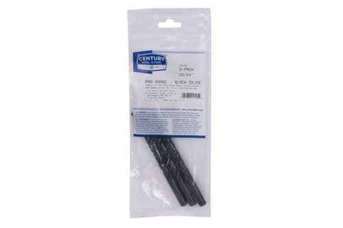 Image of Century Drill & Tool 24125 Pro Grade Black Oxide Drill Bit, 25 /64 inch, Pro | Straight shank, 5-1 /8 inch overall length, 135 point, cuts steel, wood & plastic, 135 split point