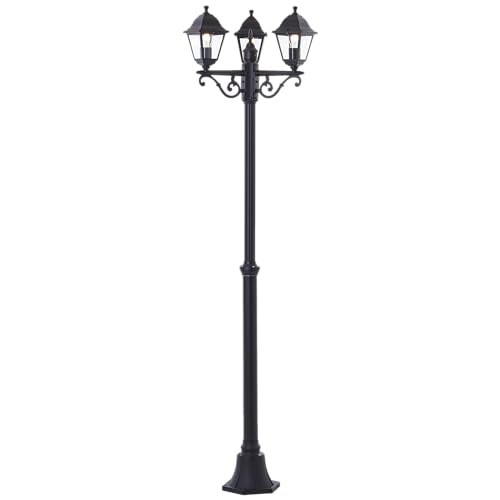 Lightbox klassische Außen Stehlampe - 188 cm Höhe, Ø 57 cm - schwarze Outdoor Kandelaber mit Regenschutz aus Glas - für den Garten - spritzwassergeschützt (IP44) - E27, max. 60 W - aus Metall/Glas