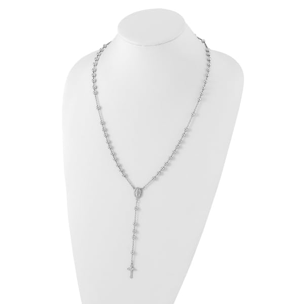 925 Sterling Silver Rosary Bead Chain Necklace4