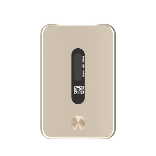 TEKISM Portable SSD 512GB External Solid State Drive - USB Type-C, USB 3.1, speeds up to 520MB/s, Metallic, Super Thin and Light, for Mac PC and iPad, with Display