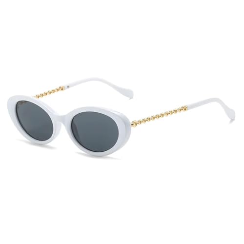 Lunettes de soleil ovales anti-éblouissement UV400 œil de chat pour femmes branches métal