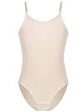 IEFIEL Maillot Ballet Niña Body de Patinaje Artistico Maillot Danza Gimnasia sin Mangas Leotardo Gimnasia Rítmica Traje Deportivo Fitness Elástico 3-16 Años Beige 12-14 años