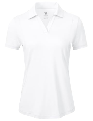 Image of BGOWATU Women's Short Sleeve Golf Tennis Polo Shirts V Neck Collared Workout Tops UV Protection Dry Fit