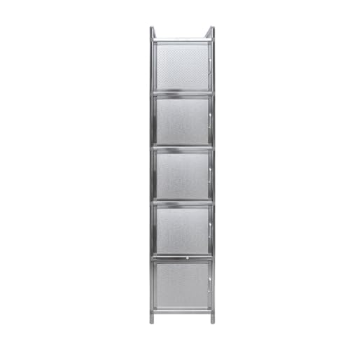 Mesa de trabajo de cocina comercial de acero inoxidable con puertas de armario impermeables para restaurante y catering, 35 x 35 x 68.7 pulgadas