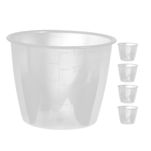 NUOBESTY Tazas Medidoras de Plástico Transparentes 160 Ml, Juego de 5 Unidades para Cocina, Taza Medidora de Arroz y Harina, Recipiente Pequeño para Olla Arrocera y Lácteos, Reutilizable