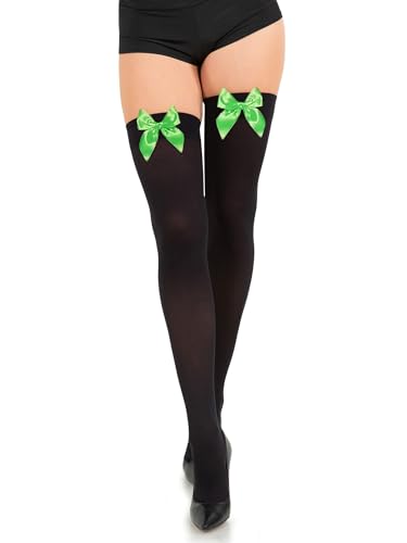 Image of Opaque Thigh High Bow Stockings for Women Thigh Highs Stockings with Bows Over The Knee Socks