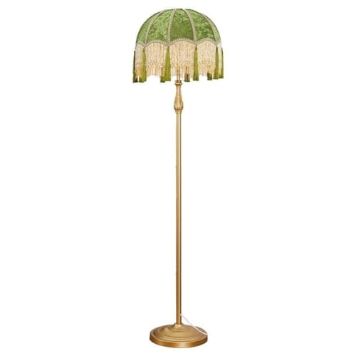Lámpara de pie rústica de estilo vintage para sala de estar, luz de borla de pie, diseño clásico moderno para el ambiente del hogar, perfecta para estudiar y leer
