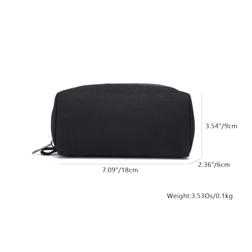 Image of Pencil Case Cotton Canvas Pen Pouch Bag Lightweight and Stylish Ideal for Organizing Stationery (Black)