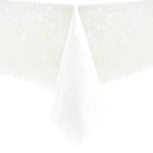 Image of Romanstile Waterproof Vinyl Tablecloth Rectangle, 60 x 144 Inch, Rose White