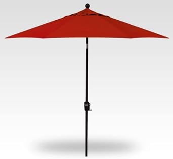 Treasure Garden Octagonal 9 ft Patio Umbrella - Outdoor Furniture Table Umbrella Push-Button Tilt Black Aluminum Frame Obravia2, Red