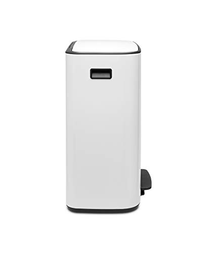 Brabantia Bo Pedal Bin - 2 x 30L Inner Buckets (White) Large Waste/Recycling Kitchen Bin - Soft Closing Lid