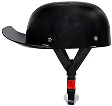 Low Profile Motorcycle Half Helmet Baseball Cap Style Helmet, Street DOT Approved Light Retro Open Face Motorbike Helmet ATV Chopper Scooter Helmets for Adults Men and Women Skull Cap-Black||Medium