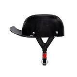 Low Profile Motorcycle Half Helmet Baseball Cap Style Helmet, Street DOT Approved Light Retro Open Face Motorbike Helmet ATV Chopper Scooter Helmets for Adults Men and Women Skull Cap-Black||Medium
