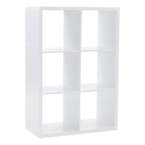 Linon Lane Six Cubby Open Back Storage Cabinet in White Wood